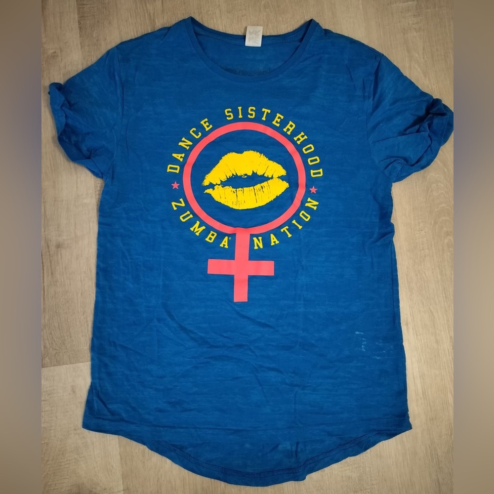 Zumba Sisterhood Crew Neck Top  Jersey Blue XS